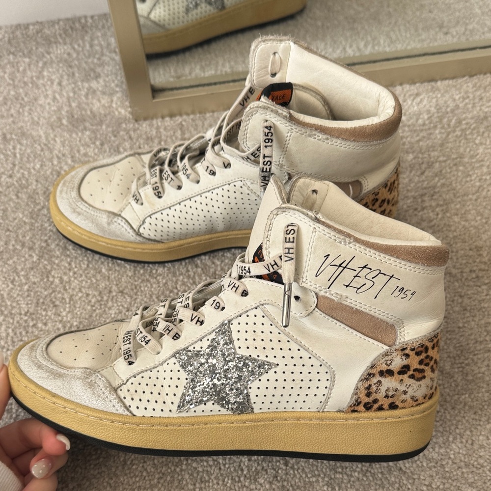 White and Silver Star Sneakers
